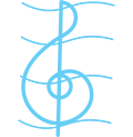 A light blue image of a treble cleff