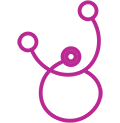 A magenta image of a stethoscope