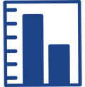 A blue image of a simple bar graph.