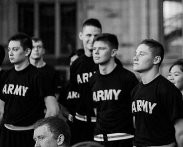 Black and white photo of cadets